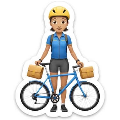 non-binary bike courier, simple, flat sticker