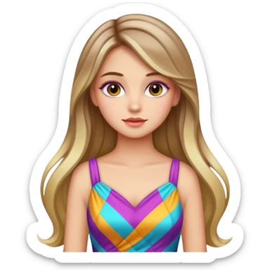 pretty girl with long hair and highlights makeup 🐬 sticker