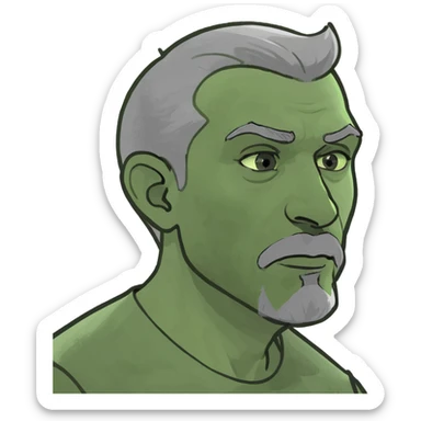 White man, grey goatee, listening  sticker