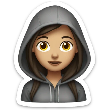 Brunette girl wearing a hoodie sticker