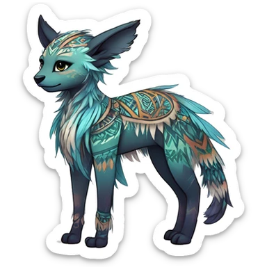 cute Kawaii edgy ethereal shy epic tribal fantasy animal fursona Fionbri creature by griffsnuff & LiLaiRa & Falvie with exotic colors with intricate patterns full body sticker