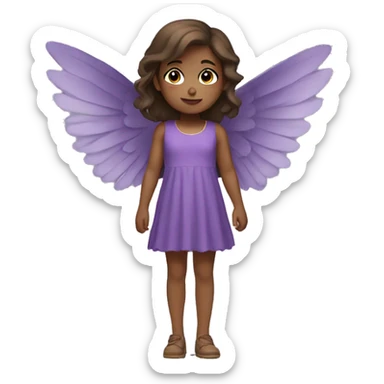 little winged girl with purple dress and brown hair. sticker
