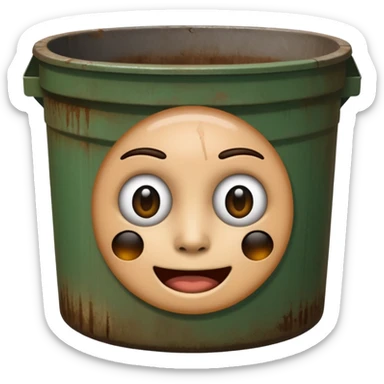 This ai emoji generator in a dumpster sticker