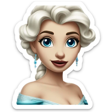 Jasmine Elsa in Uncle Scrooge style, oil paint, mysterious eyes, intricate lips, masterpiece portrait, beautiful, desirable, logical sticker