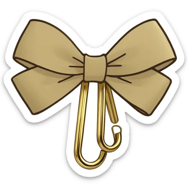 one gold paper clip with a beige bow in the middle sticker