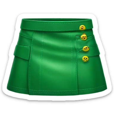 Green leather mini skirt isolated sticker