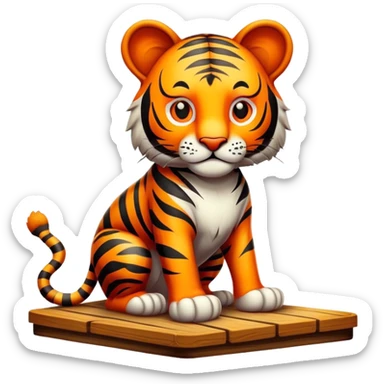 Vintage circus tiger on platform sticker