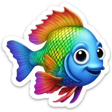 Gay rainbow fish staring at camera sticker