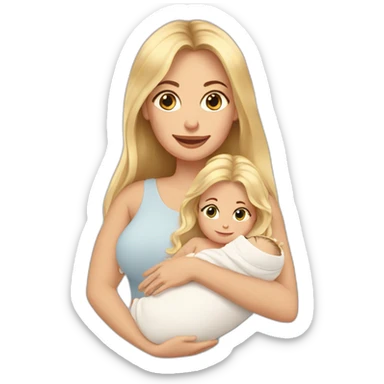 long hair blonde mother with 2 female newborns sticker