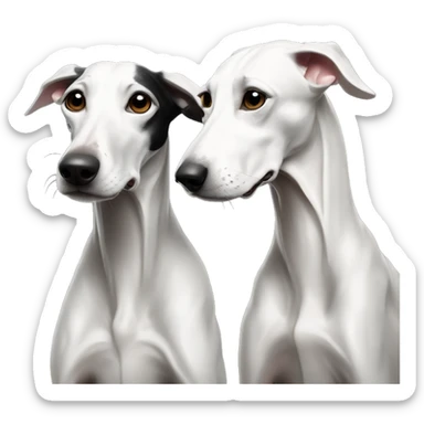 Two aristocrat dog black and white galgo kiss  sticker