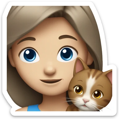 smiling girl with brown hair cat blue eyes sticker