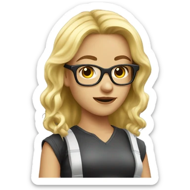 gamer girl blond with glasses sticker