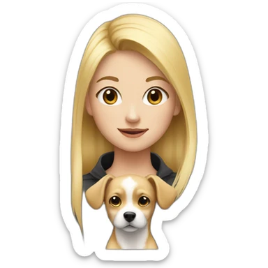 blonde girl with a small shitsu dog sticker