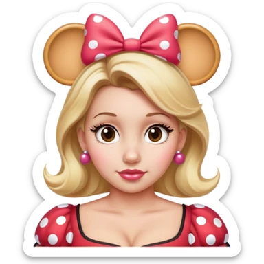 Thick Woman Hazel eyes blonde hair Minnie mouse ears sticker