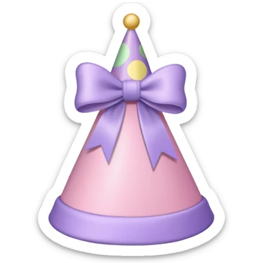birthday hat with a bow, pastel pink and lavender sticker