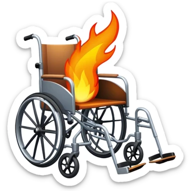 Wheelchair with fire sticker