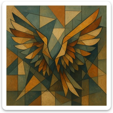 a pair of wings in cubist abstraction style sticker