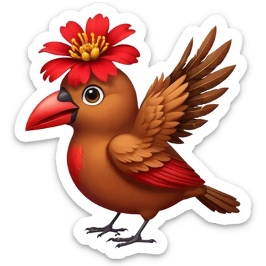 A bird carrying a red flower in its mouse  sticker