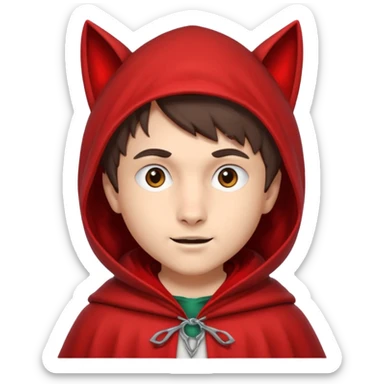 brunete boy little red riding hood and the wolf sticker