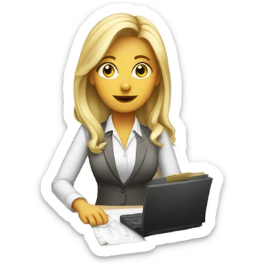 Accounting job girl blonde desk work  sticker