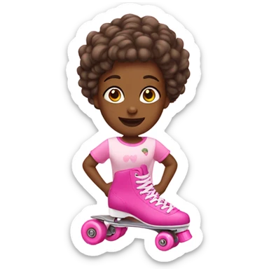 Girl with pink roller skates sticker