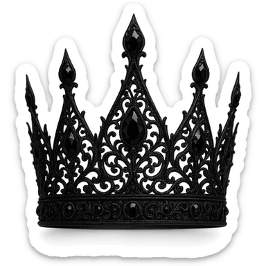 gothic black crown with intricate filigree, black diamonds, dramatic silhouette sticker