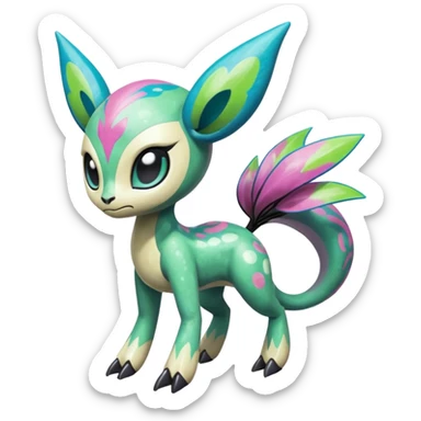 Colorful Shiny Edgy Cool Badass Painted Splashed Exotic Meloetta-Palkia-Virizion-Venom-Stitch-Fakémon-creature-hybrid sticker