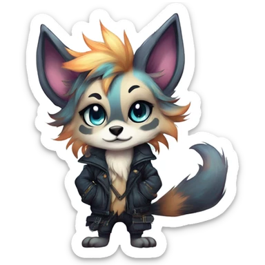 Cool cute Kawaii edgy fantasy shiny animal  fursona Fionbri by griffsnuff & LiLaiRa & Falvie full body sticker