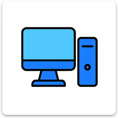 modern minimalist computer icon in line-art style, light and deep blue lines, white background, no shading or gradients, professional clean look, 1:1 aspect ratio, icon style, inspired by AlefStudio branding sticker