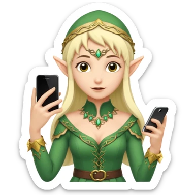 elf with persion crawl custome dress and smartphone sticker