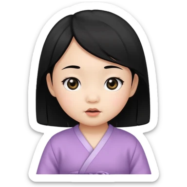 Asian baby girl with black hair black eyes sticker