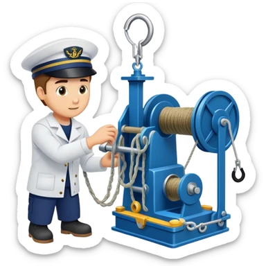 Sequential process of sailor operating winch, retrieving sediment core, and scientists examining ocean floor samples in lab sticker