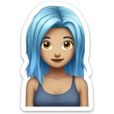 Animegirl with bluehair sticker