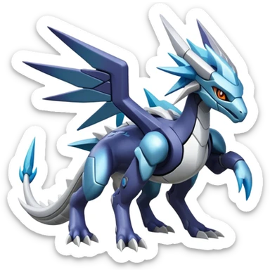 Cyborg-Kyurem-suicune-dialga-hybrid, full body, no wings, wingless sticker