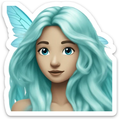 Beautiful, fairy, blue, turqoise, long hair, big wings sticker