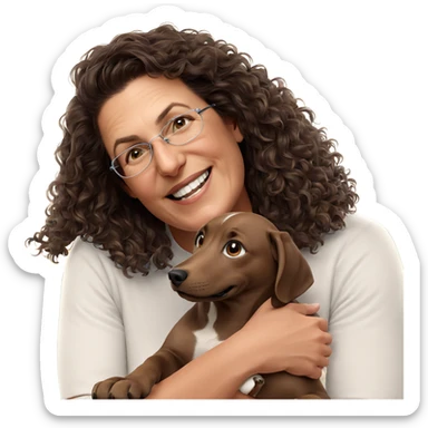 smiling with dog indoors sticker