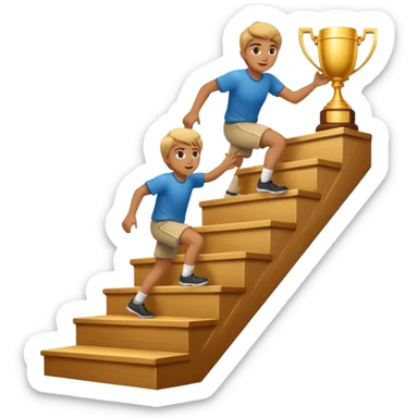 PERSONA SUBIENDO ESCALERA PARA ALCANZAR TROFEO sticker