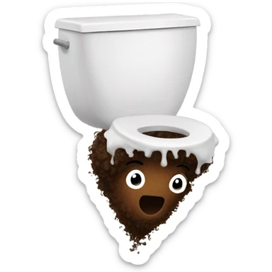 A pile of Poo with Afro hair and 2 legs running away from toilet sticker