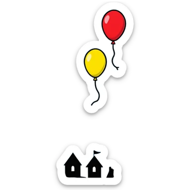 Bunch of bright colorful balloons rising into the sky sticker