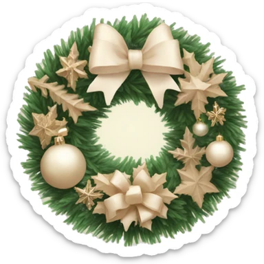 Pastel beige Christmas wreath sticker