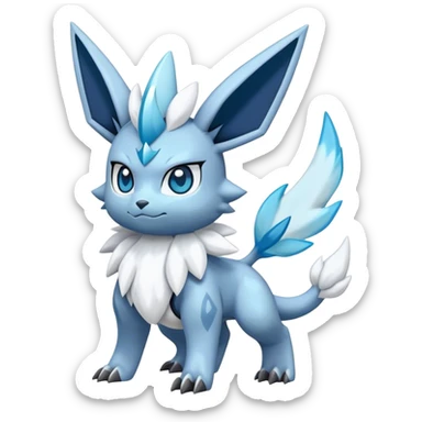 Fluffy cute Kyurem-Glaceon-dialga-hybrid, full body sticker