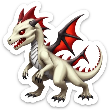 Shiny White Evil Glowing Eldritch Marowak-Salandit-Duskull-Darkdramon-fusion with bloody red markings sticker