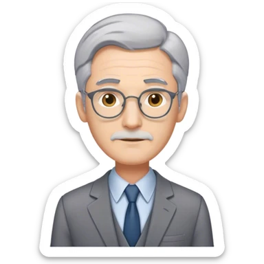 male math teacher with grey hair in grey suit standing sticker