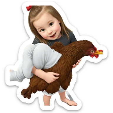 girl with chicken barefoot sticker