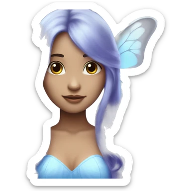 Beautiful, bluebell, fairy, blue, silver, purple, long hair, big butterfly wings sticker