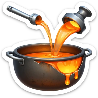 The crucible pours out metal. sticker