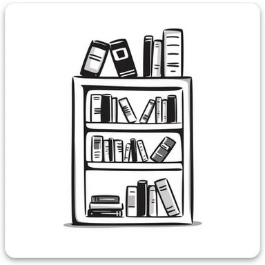 bookshelf filled with many books sticker
