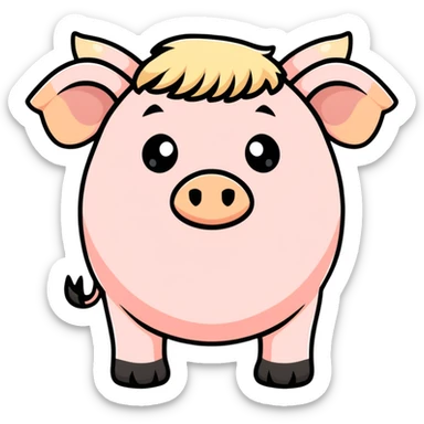 pig with blonde fringe sticker