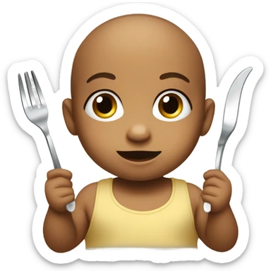 Baby with a fork sticker