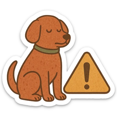 subtle icon of a dog with a warning sign, for 'Don't screw the pooch' sticker